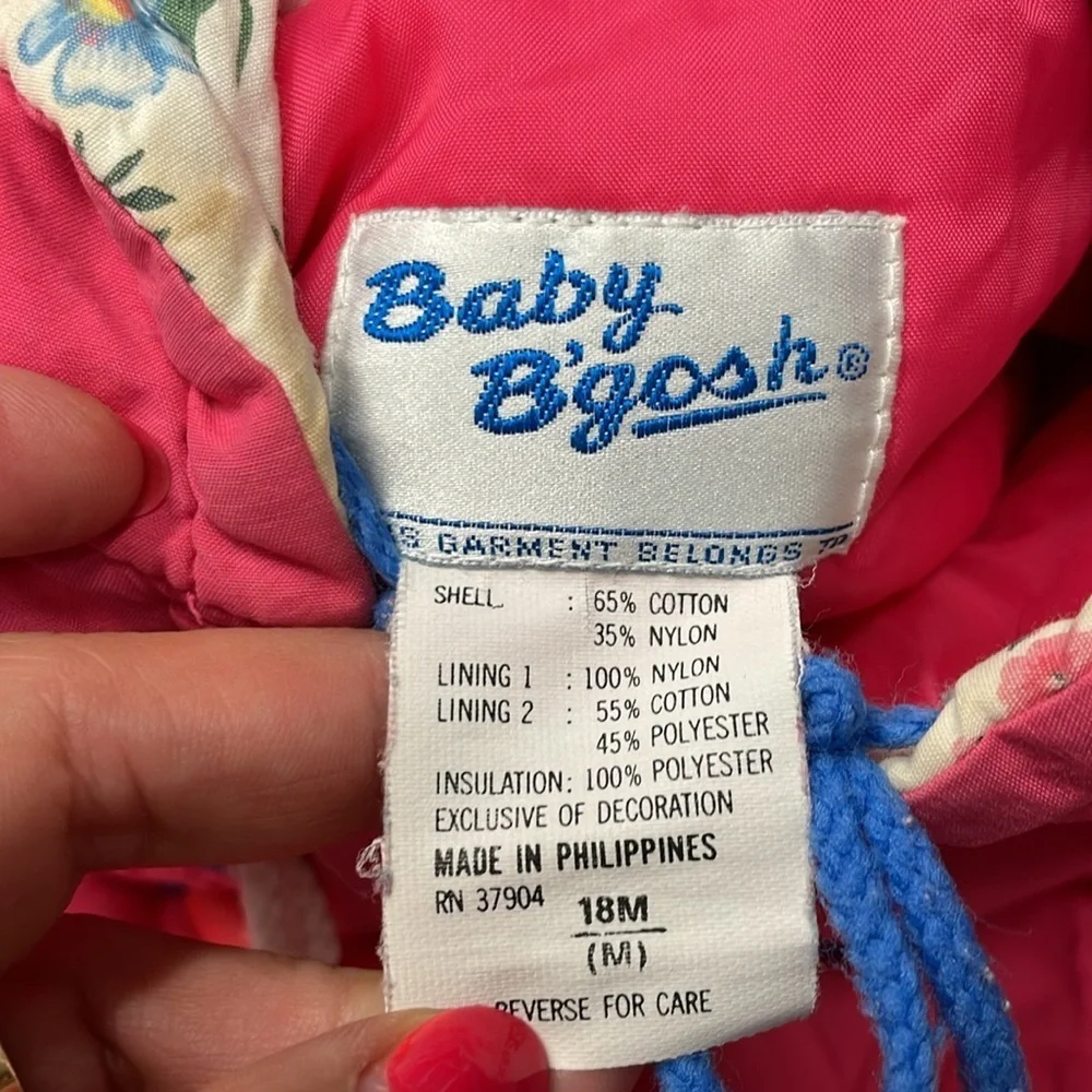 Vintage OshKosh B'gosh Hooded Pink Jacket 18 Months Toggle 90s Little Girl